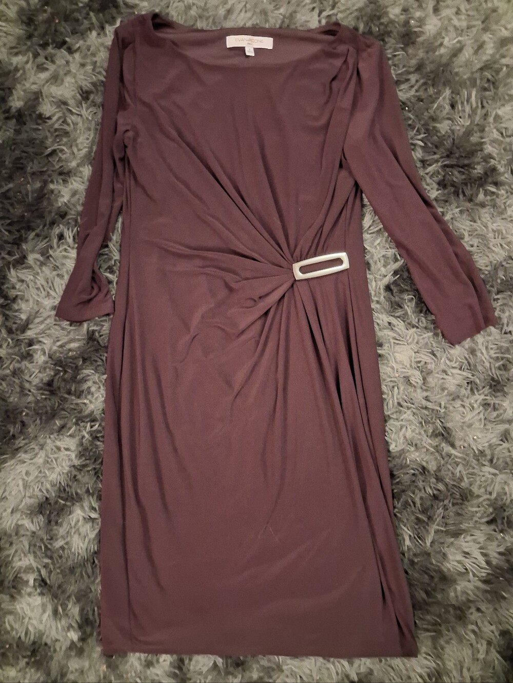 Evan Picone Plum Long-Sleeve Twist-Front Dress